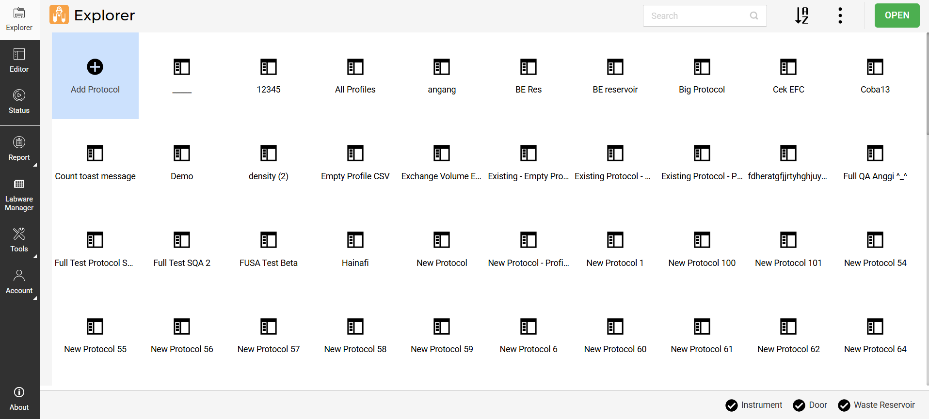 Existing Protocols in the Explorer Page